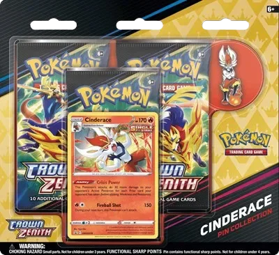 Crown Zenith: Cinderace Pin Collection 3-Pack Blister