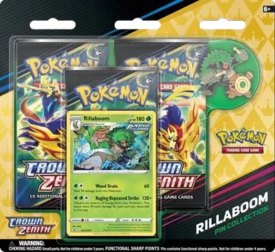 Crown Zenith: Rillaboom Pin Collection 3-Pack Blister
