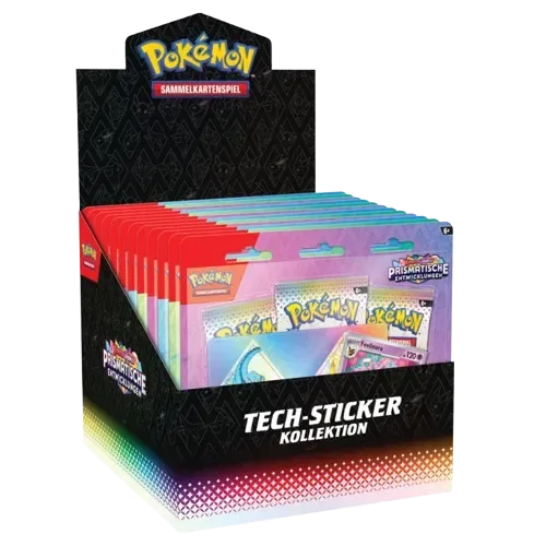 Prismatic Evolutions: Tech Sticker Collection Display